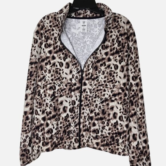 MEMBER’S MARK WOMEN’S TRAVEL JACKET LEOPARD PRINT ZIP UP RECYCLED NYLON SIZE M - Picture 2 of 9